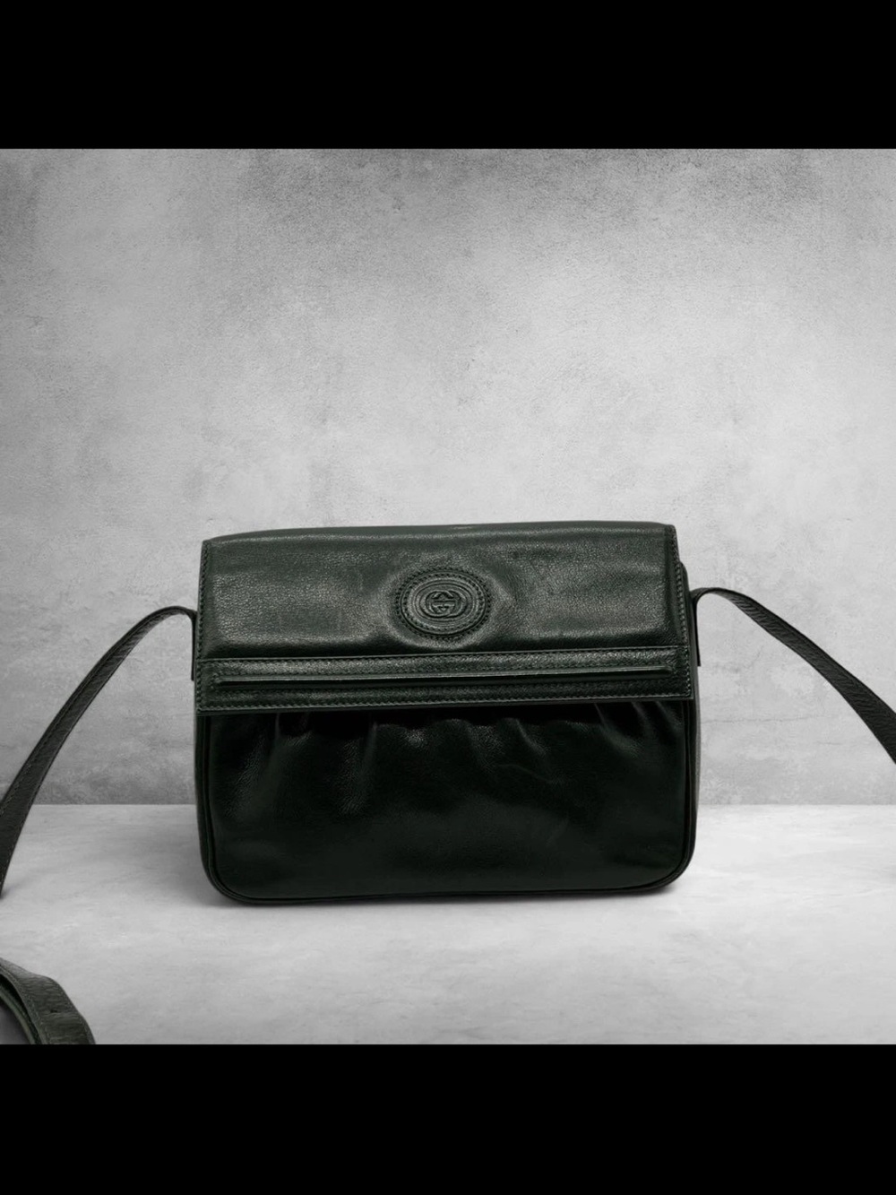 Gucci Deep Green Leather Flap Shoulder Bag